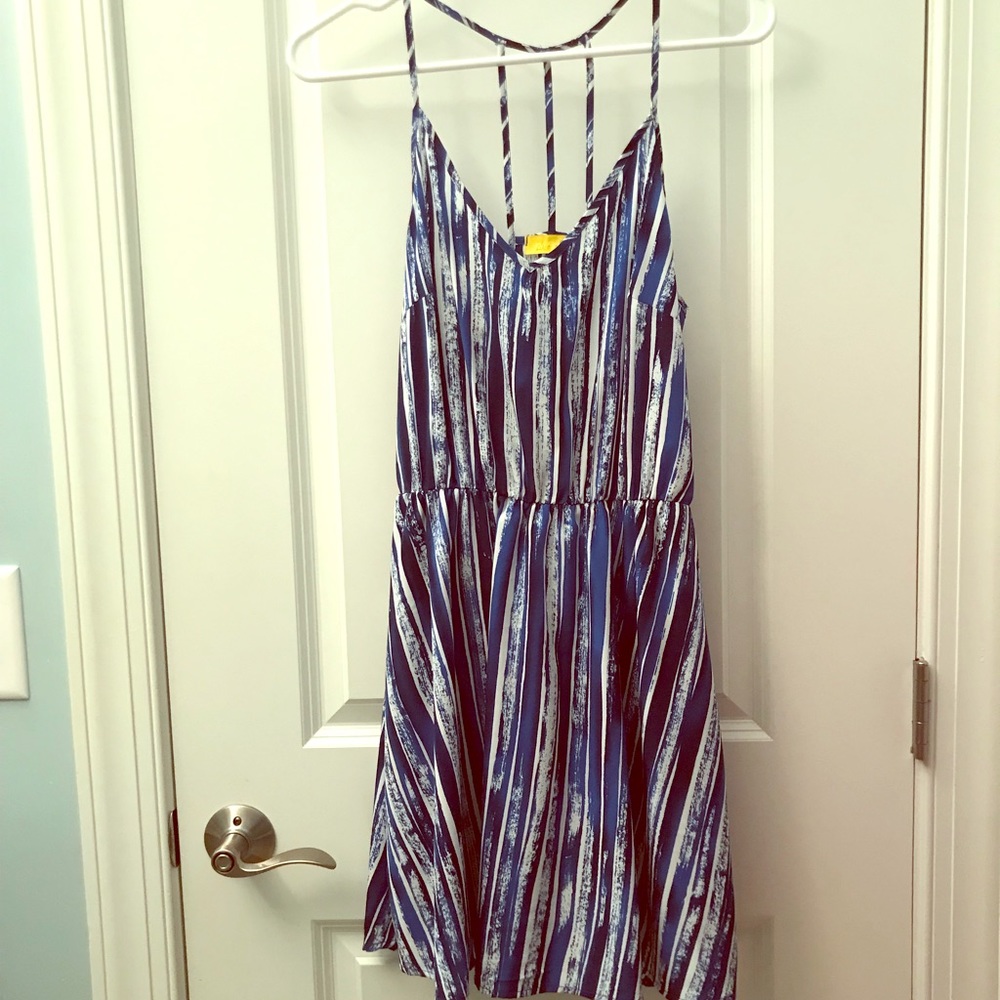 Blue and white dress